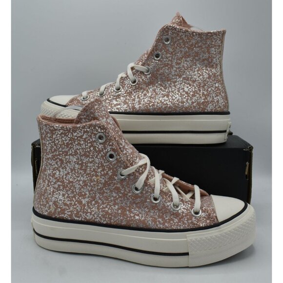 Converse Women 7 Chuck Taylor All Star Glitter Metallic Cinder Platform Sneakers - Picture 10 of 13